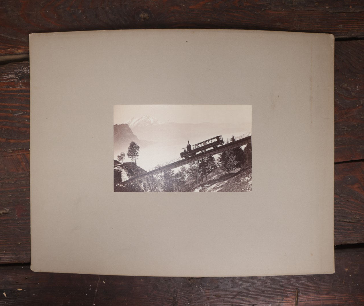 Lot 073 - Single Antique Boarded Photo, Vitznau–Rigi Bahn (V.R.B.) A.K.A. Rigi Railway,  Mount Rigi, Central Switzerland, Europe's First Mountain Rack Railway