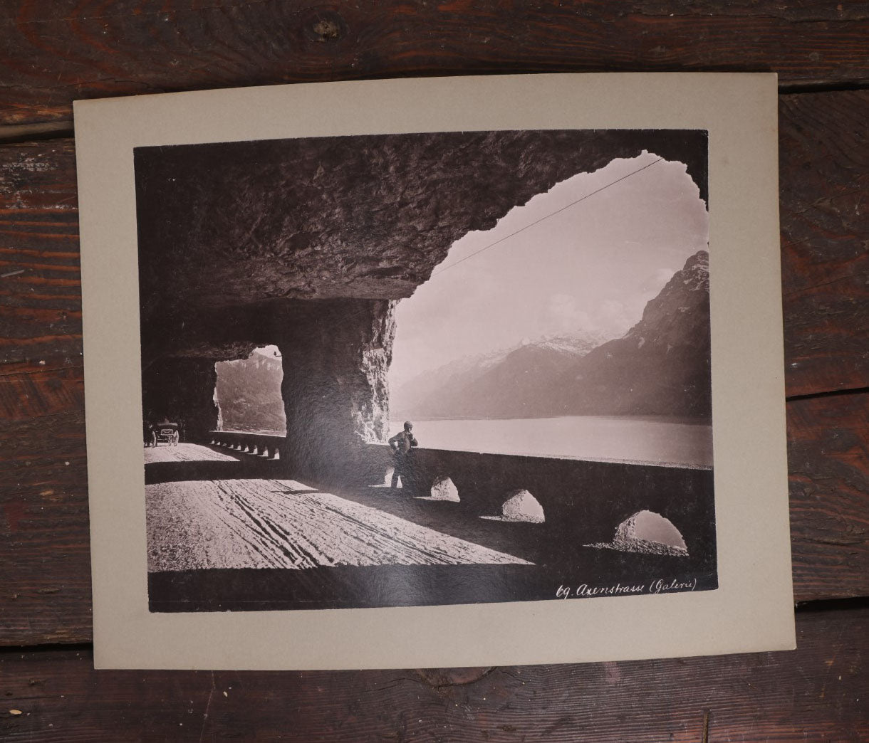 Lot 074 - Single Antique Boarded Photo, Axenstrasse Tunnel, Lake Lucerne, Switzerland, Gallery Photo, As Seen In Shepp's Photographs Of The World