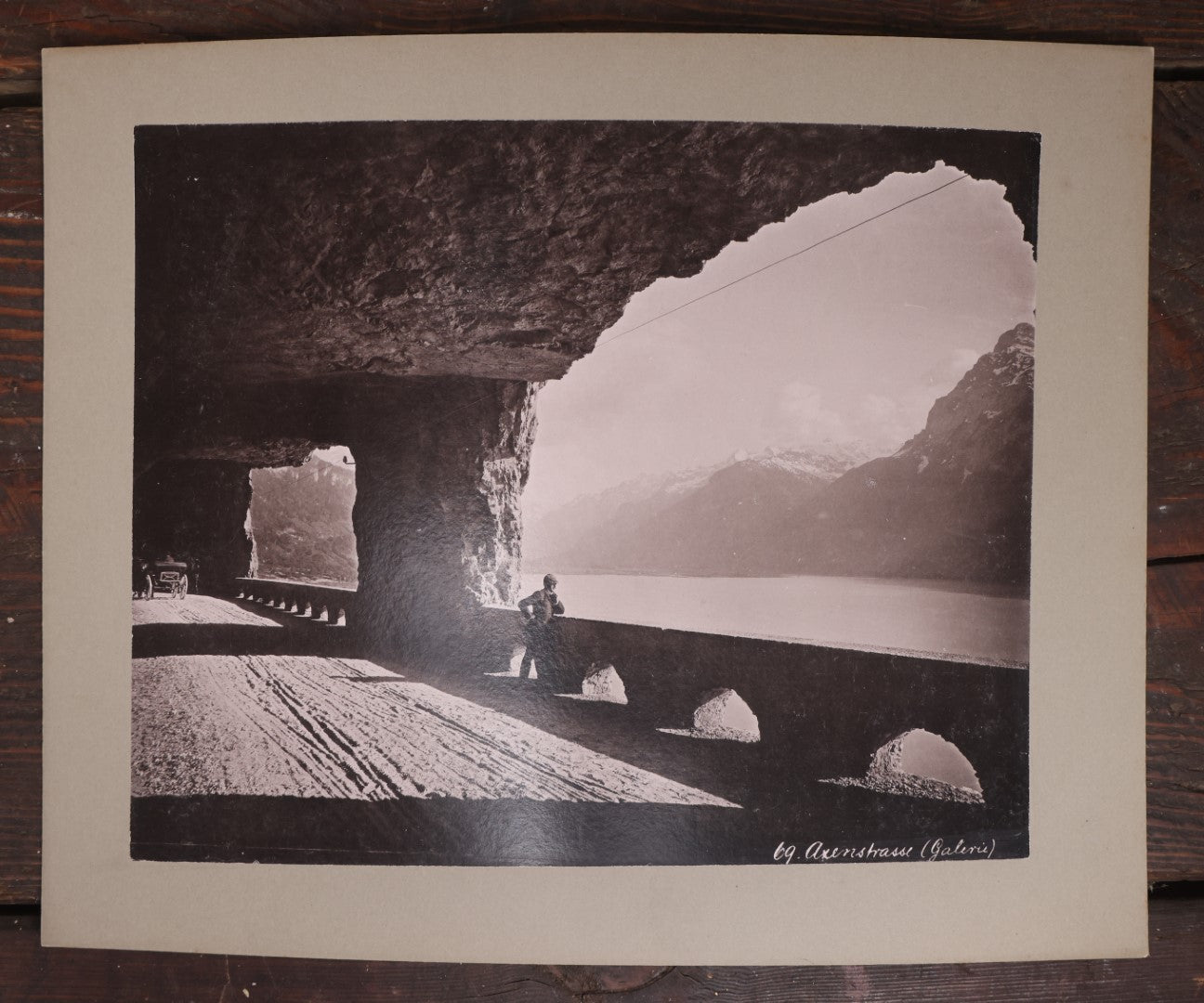 Lot 074 - Single Antique Boarded Photo, Axenstrasse Tunnel, Lake Lucerne, Switzerland, Gallery Photo, As Seen In Shepp's Photographs Of The World