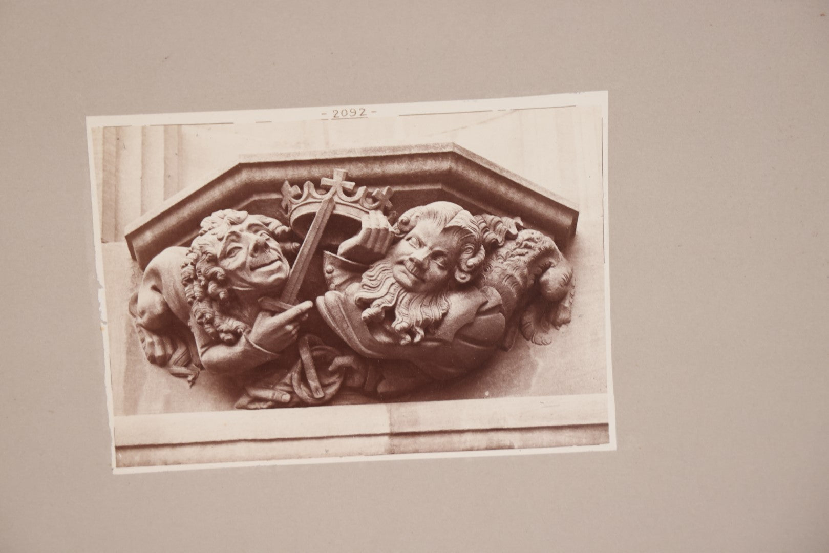 Lot 075 - Grouping Of Five Antique Boarded European Photographs, Architecture And Sculpture, Grotesques, Tomb Sculpture, Italy 