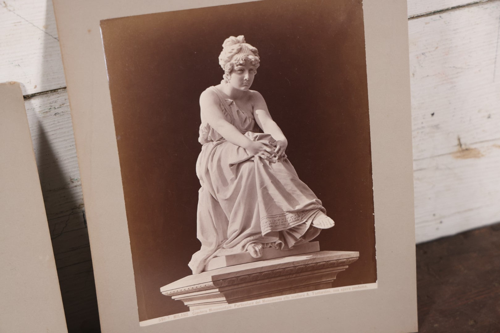 Lot 075 - Grouping Of Five Antique Boarded European Photographs, Architecture And Sculpture, Grotesques, Tomb Sculpture, Italy 