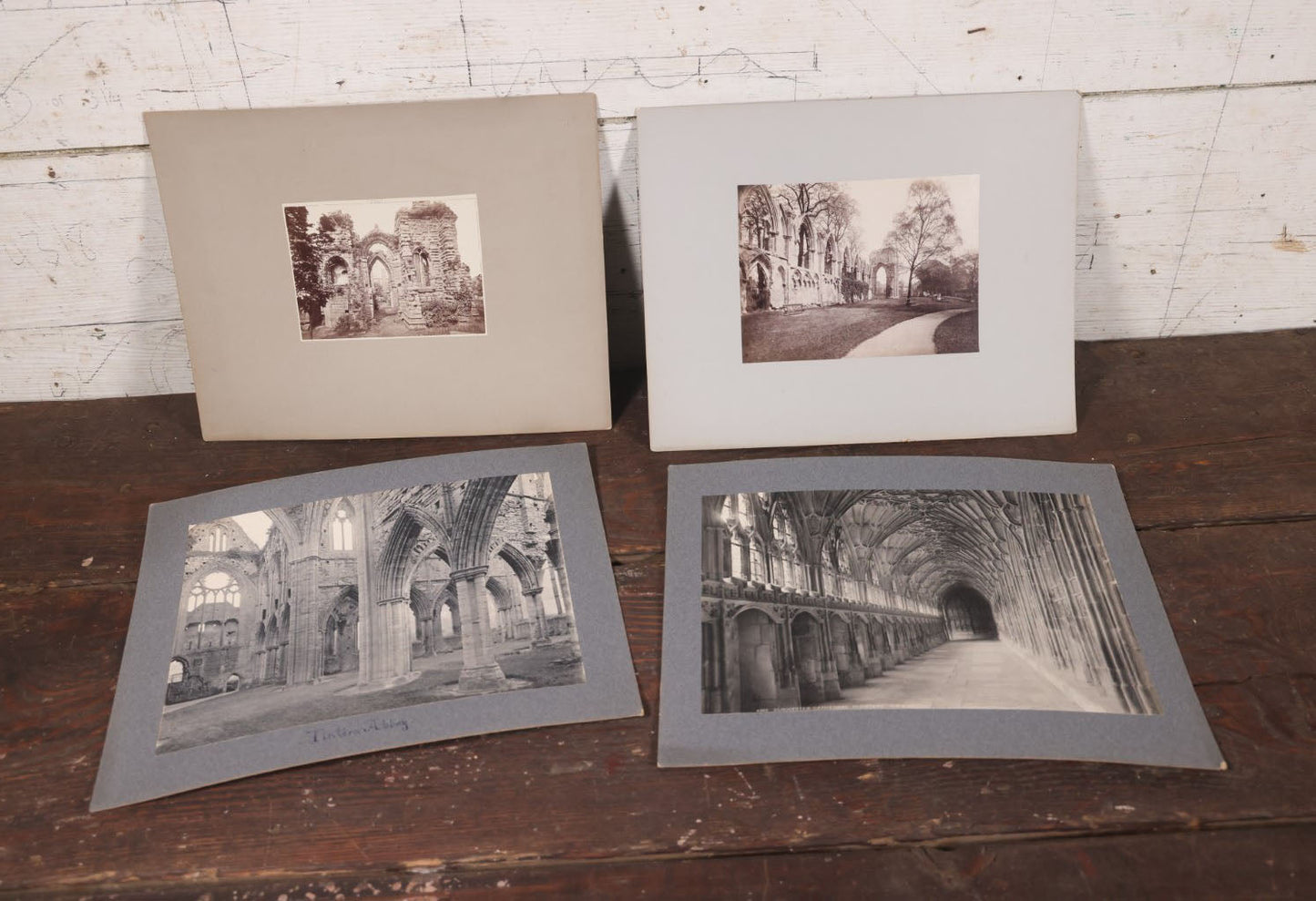 Lot 076 - Grouping Of Four Antique Boarded European Photographs, Church And Abbey Ruins, England, Wales, Tintern Abbey, Etc.