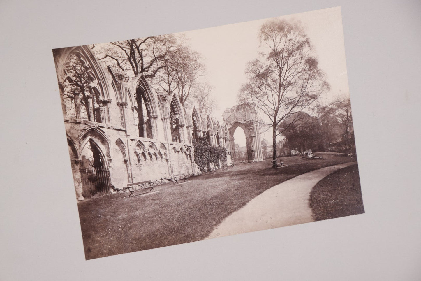 Lot 076 - Grouping Of Four Antique Boarded European Photographs, Church And Abbey Ruins, England, Wales, Tintern Abbey, Etc.