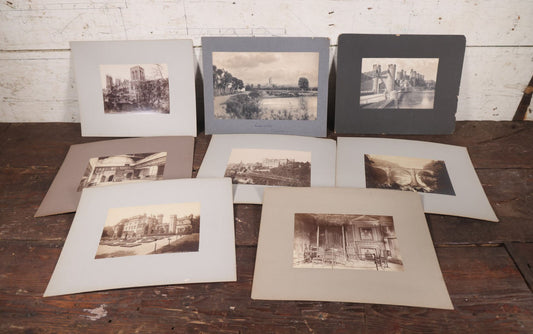 Lot 077 - Grouping Of Eight Antique Boarded European Photographs, Castles, Architecture, Interiors, England, Wales, Hawarden Castle, Etc