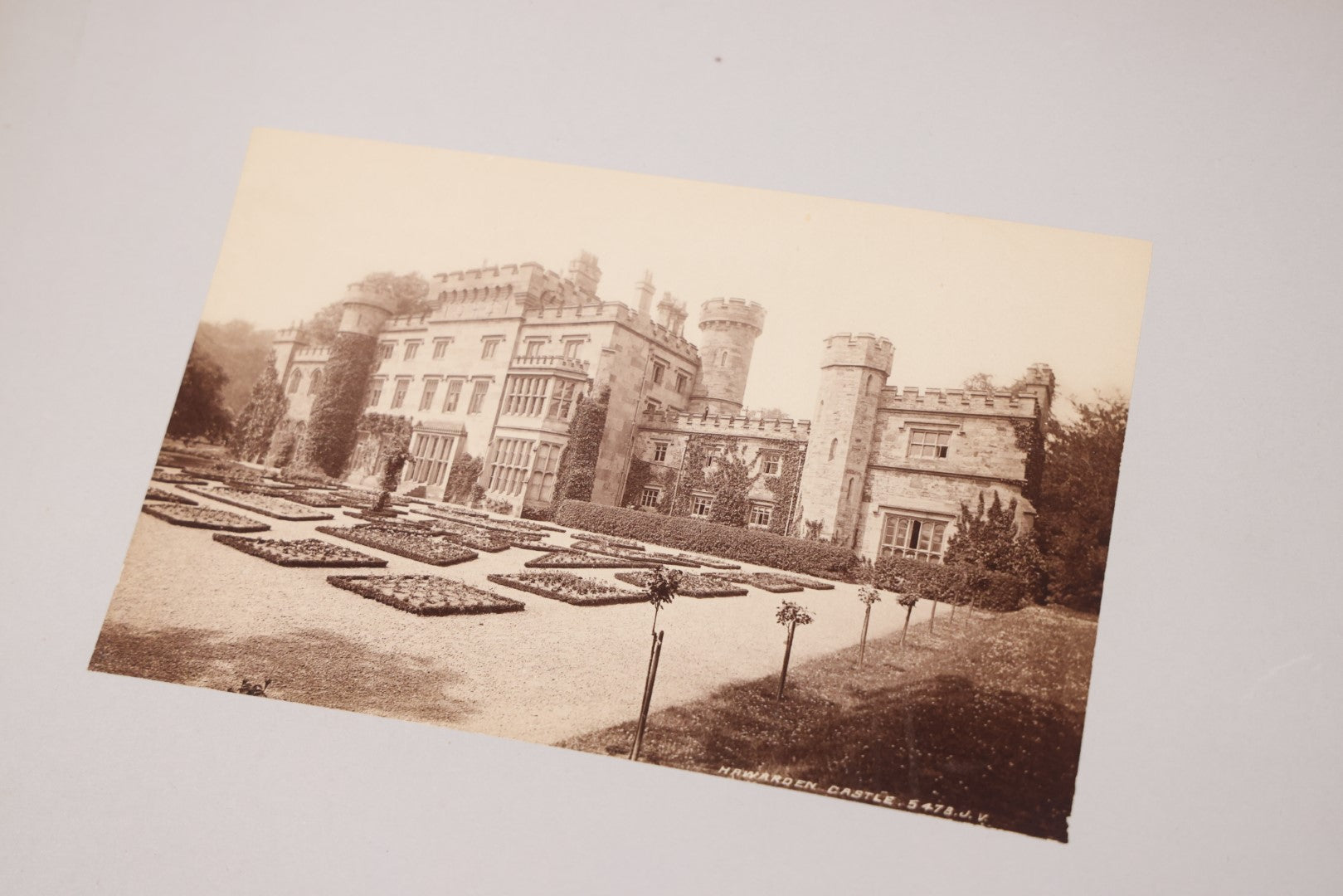 Lot 077 - Grouping Of Eight Antique Boarded European Photographs, Castles, Architecture, Interiors, England, Wales, Hawarden Castle, Etc