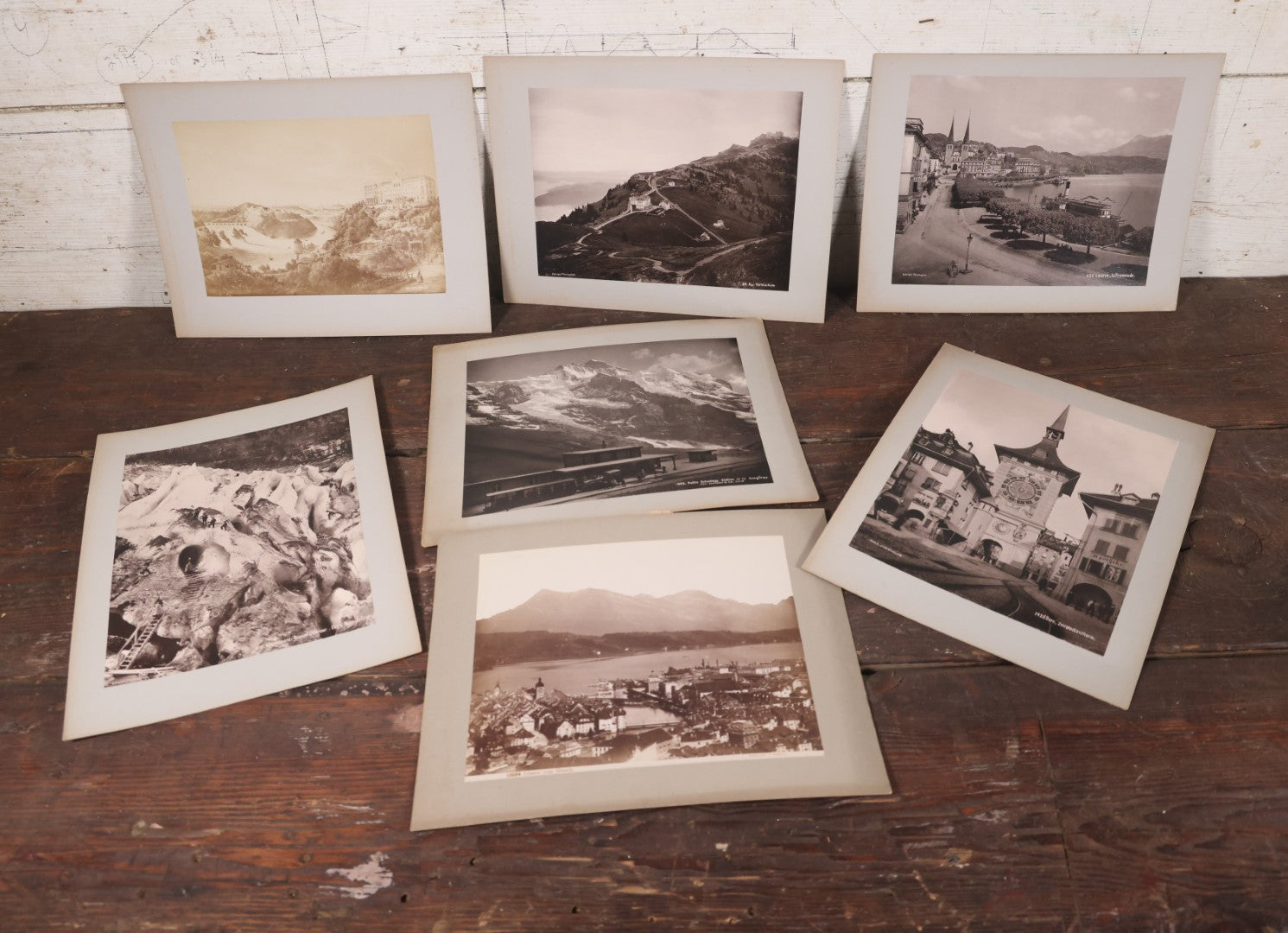 Lot 078 - Grouping Of Seven Antique Boarded European Photographs, Switzerland And France, Architecture, Landscapes, Etc.