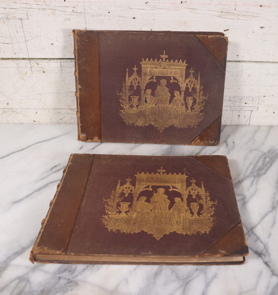 Lot 083 - "Monuments Of Art Showing Its Development From The Earliest Artistic Attempts To The Present Period" Antique Two Volume Book Set With Illustrations, Published By Theo. Stroefer, Circa 1880s