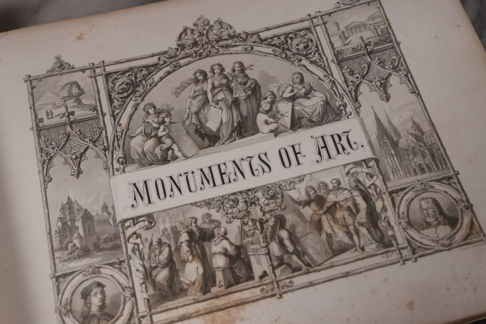 Lot 083 - "Monuments Of Art Showing Its Development From The Earliest Artistic Attempts To The Present Period" Antique Two Volume Book Set With Illustrations, Published By Theo. Stroefer, Circa 1880s