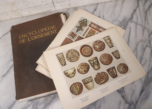 Lot 084 - "Encyclopédie De L'Ornement" Antique Folio Collection Book Of Colored Art Plates From Different Cultures