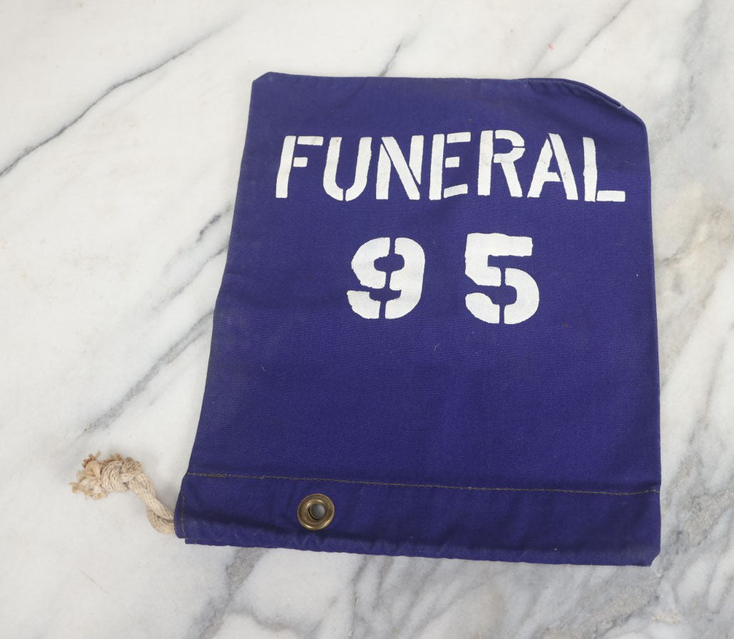 Lot 085 - Vintage Blue Funeral "95" Street Side Parking Meter Cover With Grommet, Rope