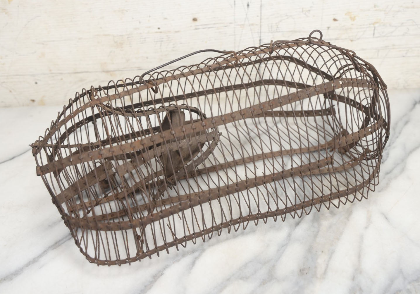 Lot 087 - Large Antique Metal Wire Cage Rat And Rodent Trap