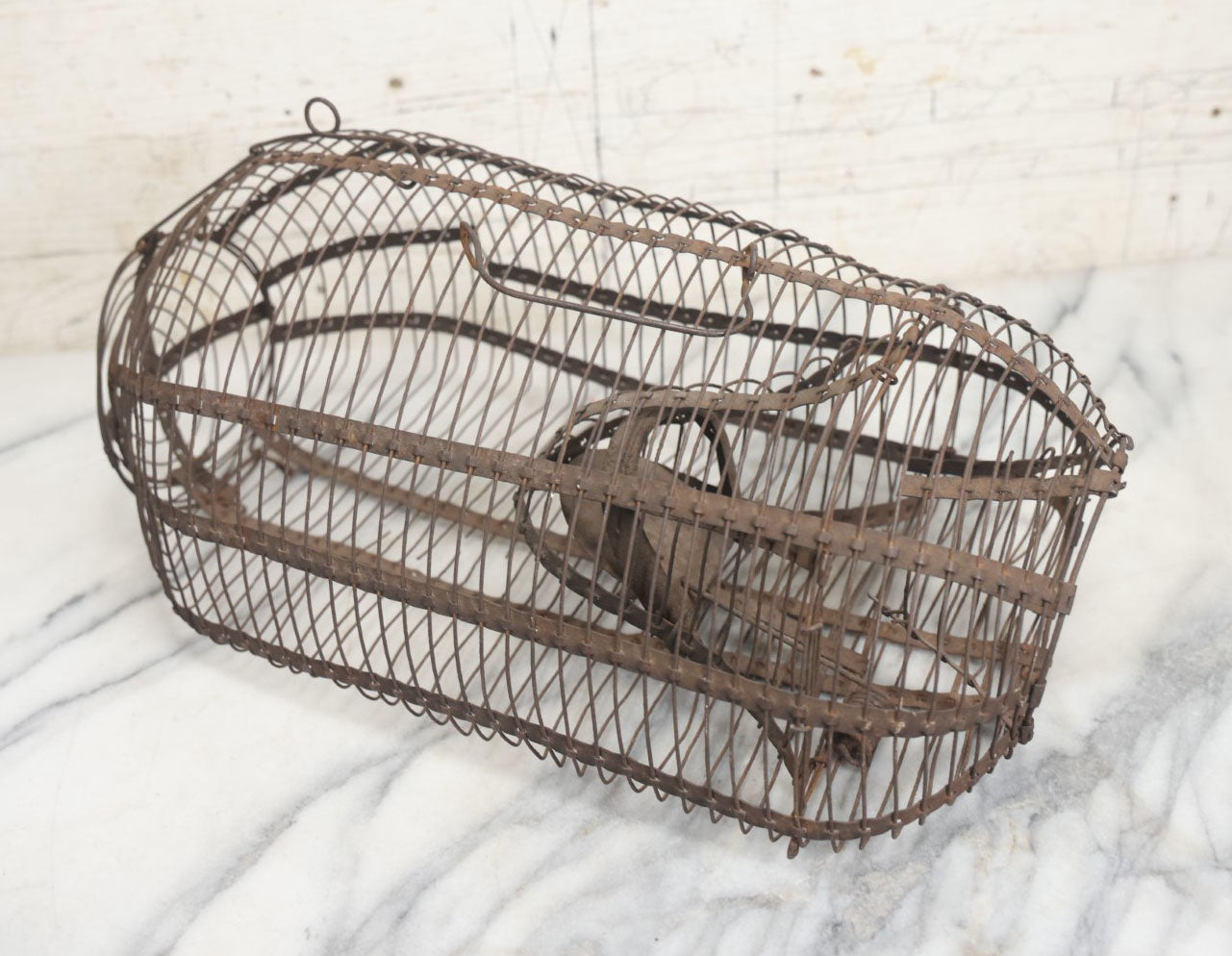 Lot 087 - Large Antique Metal Wire Cage Rat And Rodent Trap