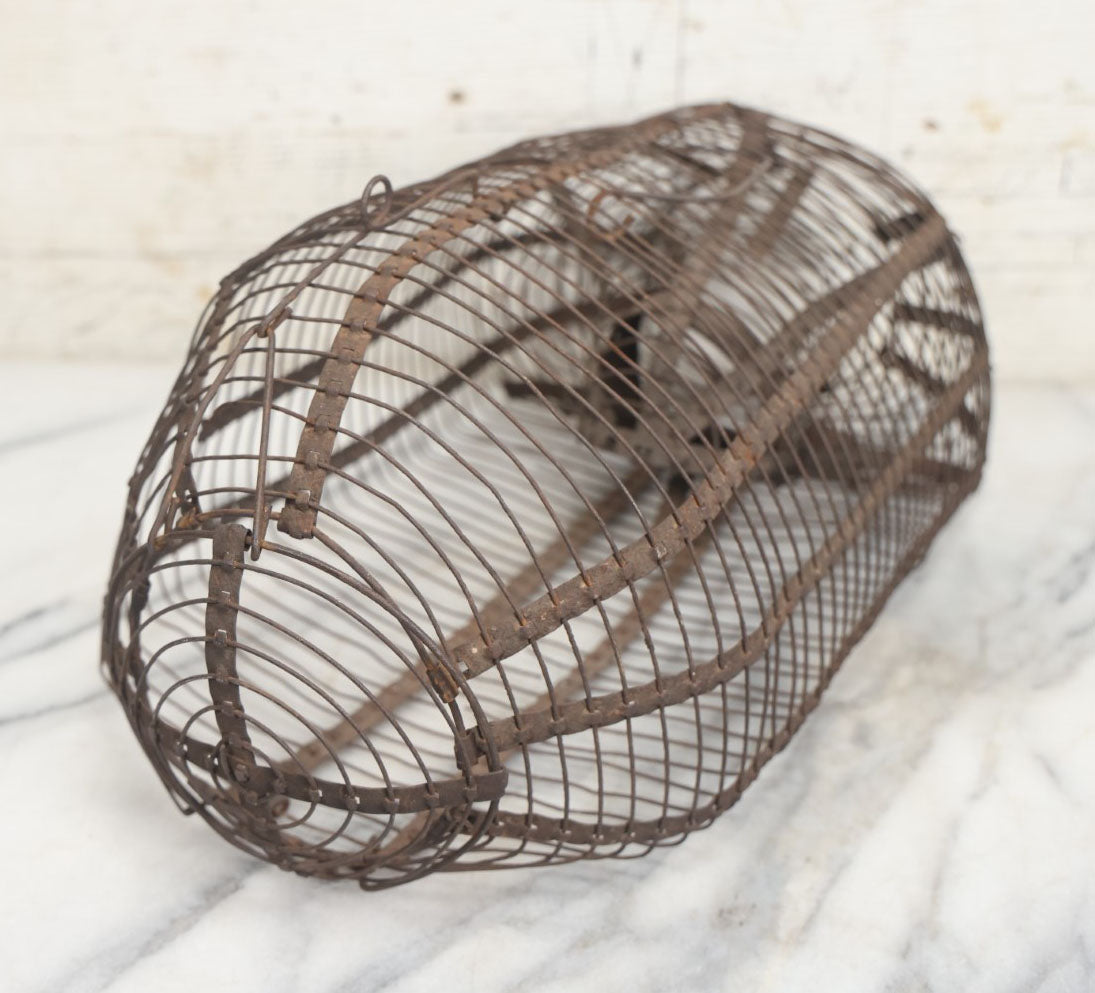 Lot 087 - Large Antique Metal Wire Cage Rat And Rodent Trap