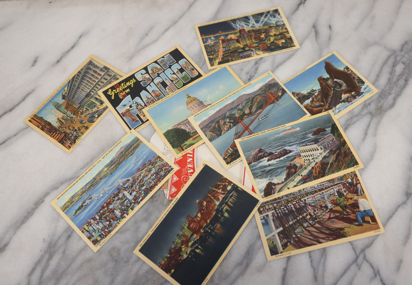 Lot 097 - Souvenir Postcard Folder Containing Ten Scenic Views Of San Francisco, California, Copyright Stanley A. Piltz, Postcards Blank, Folder Written On