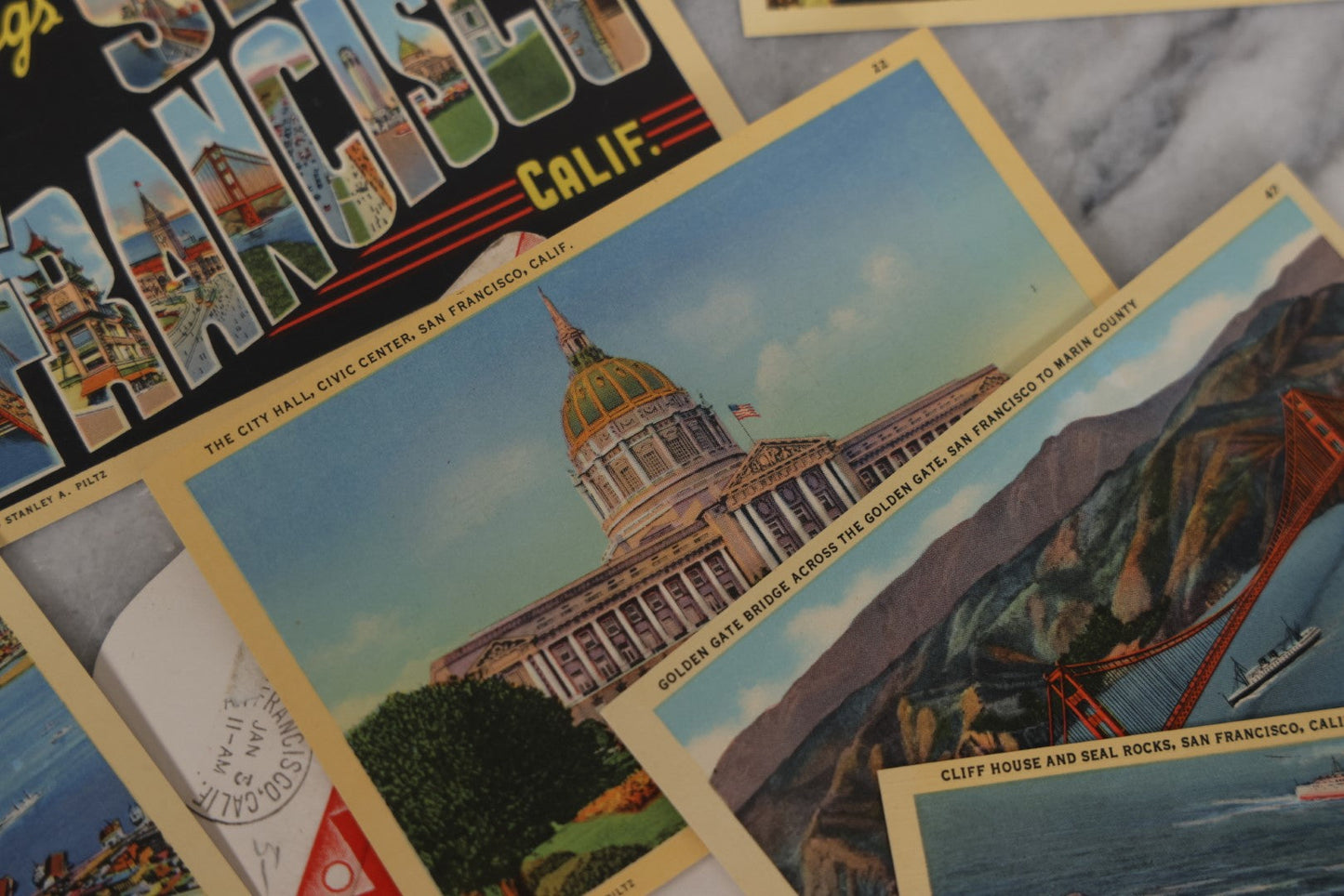 Lot 097 - Souvenir Postcard Folder Containing Ten Scenic Views Of San Francisco, California, Copyright Stanley A. Piltz, Postcards Blank, Folder Written On