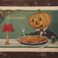 Lot 099 - Antique Halloween Postcard, Pumpkin Man About To Eat Pumpkin Pie, Postmarked 1909, Printed In Germany, L. & E. Series 2229