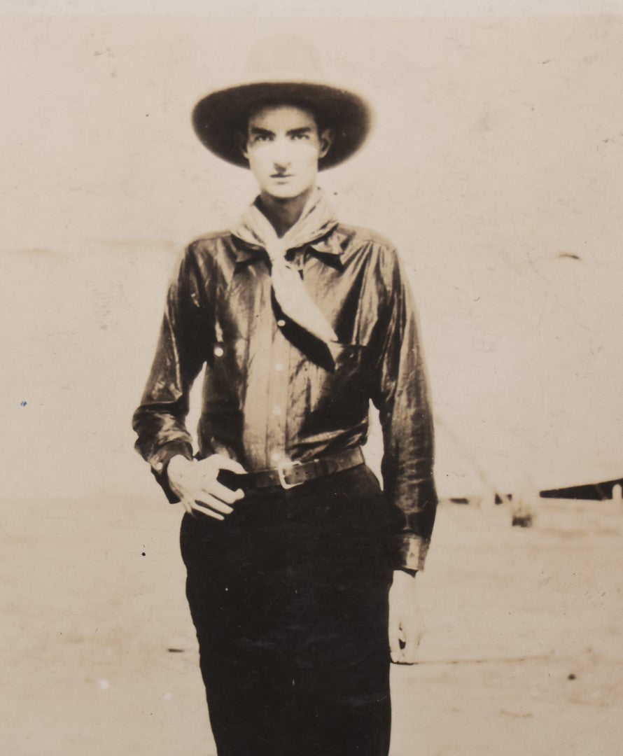 Lot 100 - Antique Real Photo Postcard R.P.P.C. Pitch Card, Slim Jim, Texas Boy Giant Sideshow Act, 7' 7-1/2" Tall, 19 Years Old, By Photo Art, Richmond, Indiana, Undivided Back