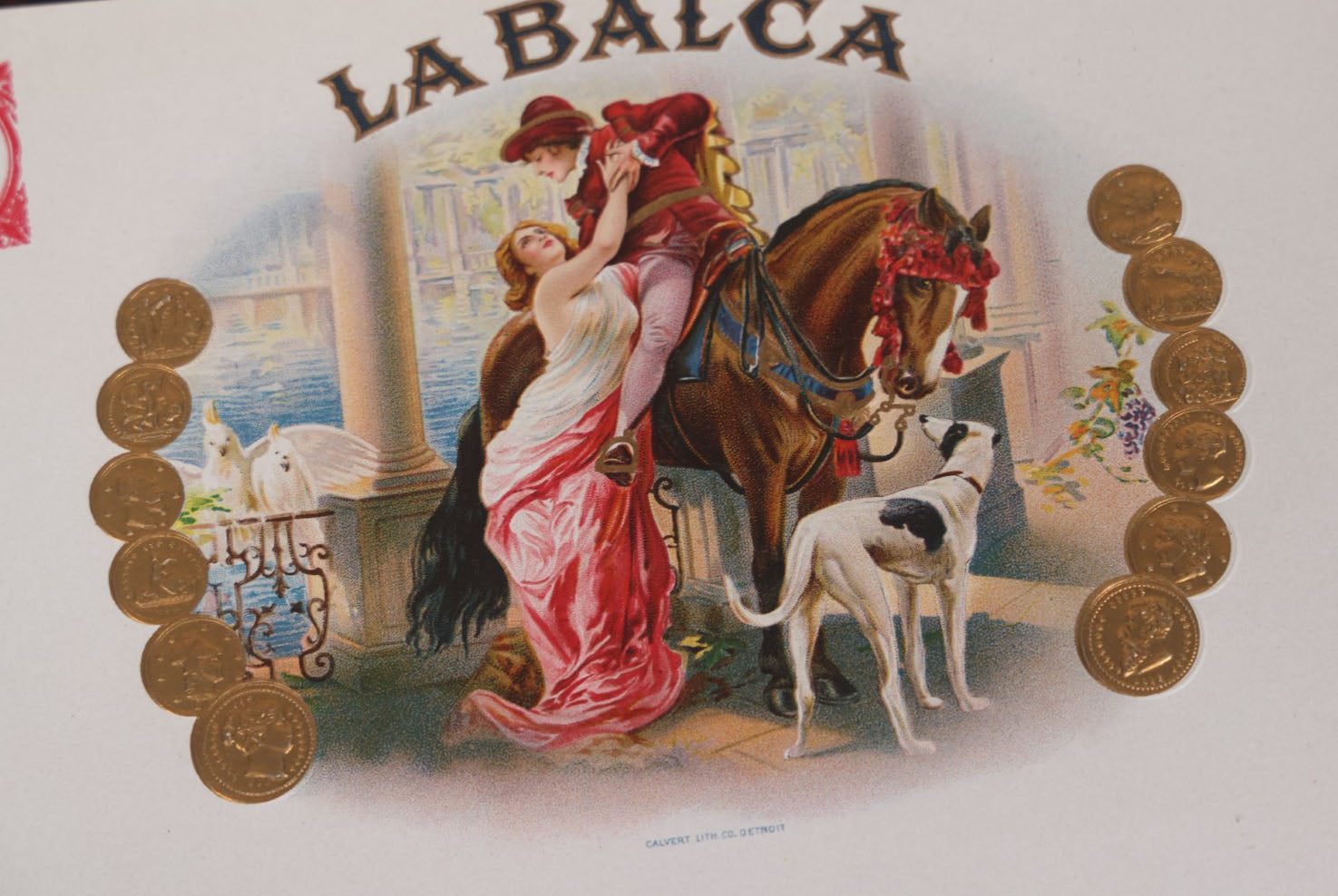 Lot 107 - Single Vintage N.O.S. Cigar Box Label, La Balca, Pure Havana Cigars, Calvert Lithograph Company, Detroit, Michigan