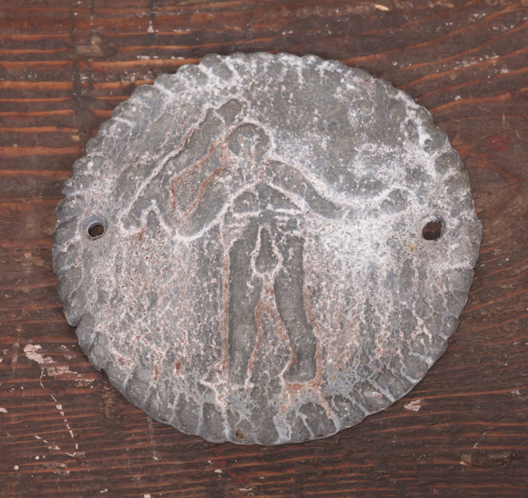 Lot 111 - Vintage Cast Metal Lead Wall Plaque Plate Depicting Cerne Abbas Giant, Hill Figure In Dorset, England, With Large Penis And Club