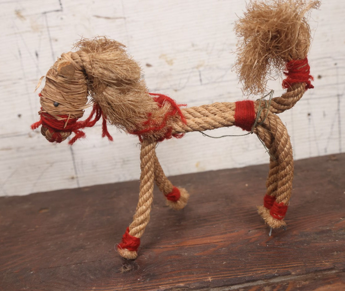 Lot 112 - Vintage Toy Horse Folk Made Rope Sculpture