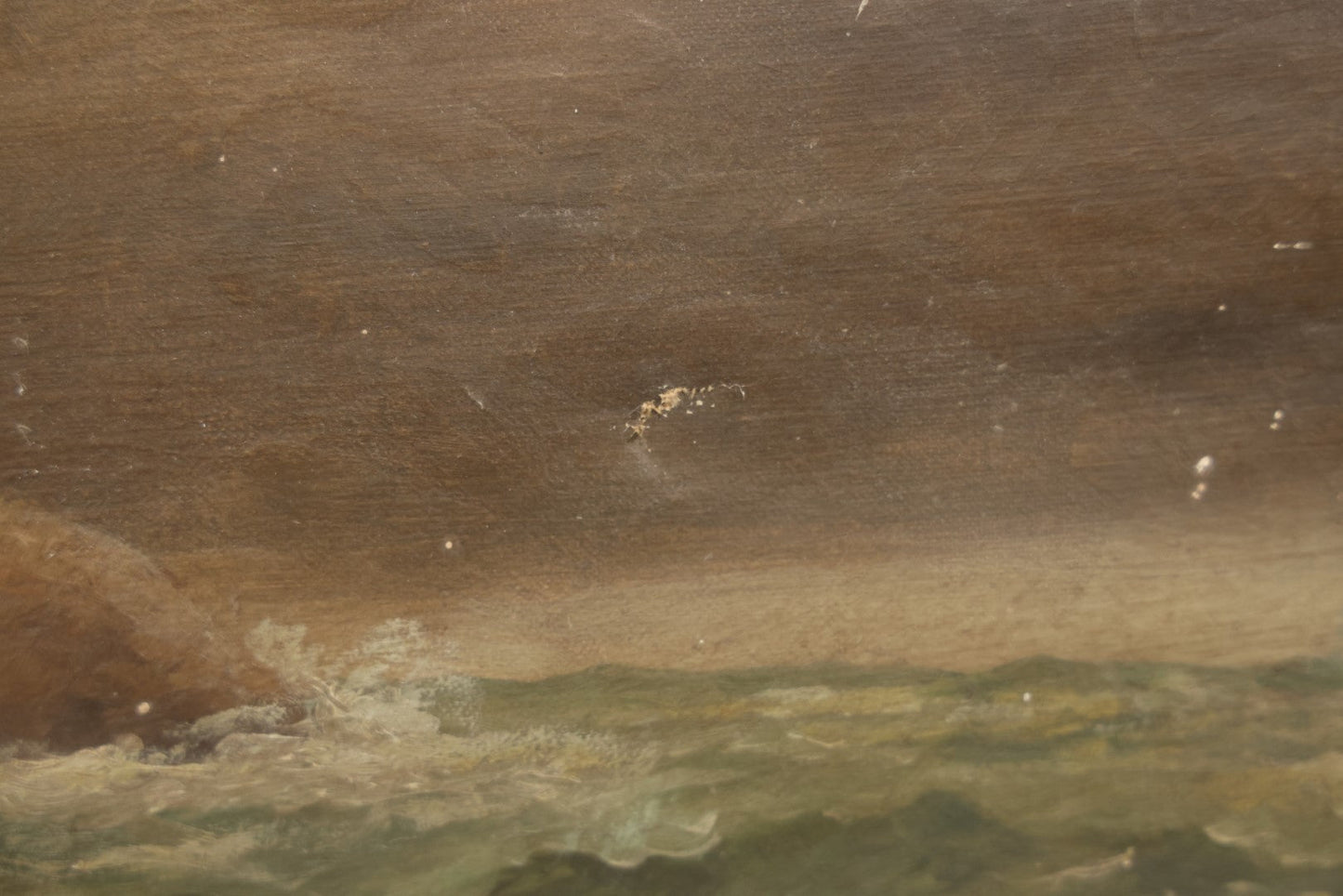 Lot 003 - Vintage Oil On Canvas Nautical Painting Of A Clipper Ship And Lighthouse, Artist Signed By Christopher Gershin, Note Holes And Losses, 25" X 13"