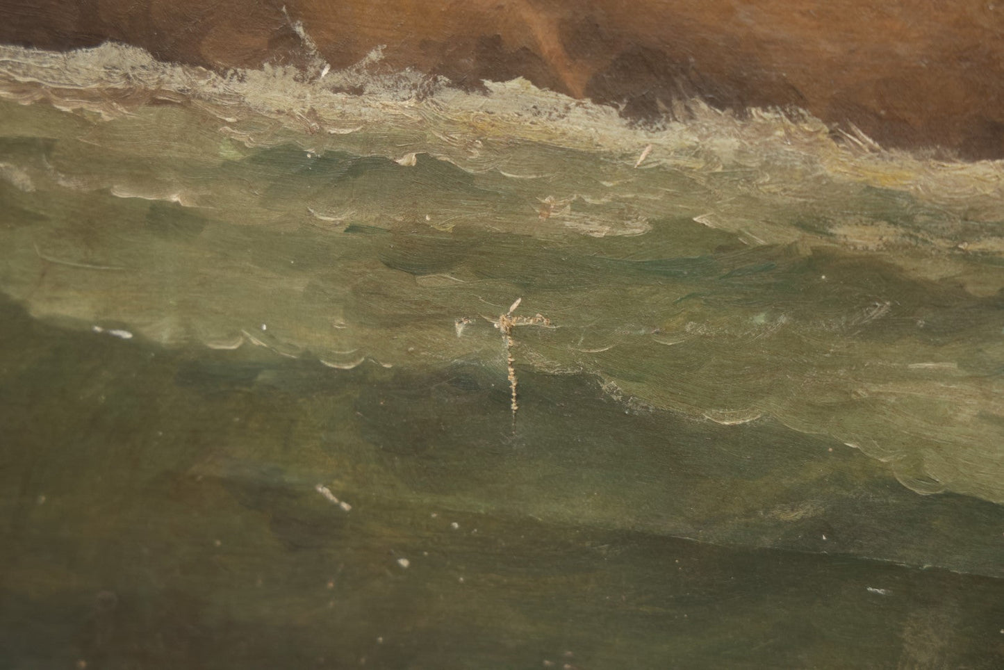 Lot 003 - Vintage Oil On Canvas Nautical Painting Of A Clipper Ship And Lighthouse, Artist Signed By Christopher Gershin, Note Holes And Losses, 25" X 13"