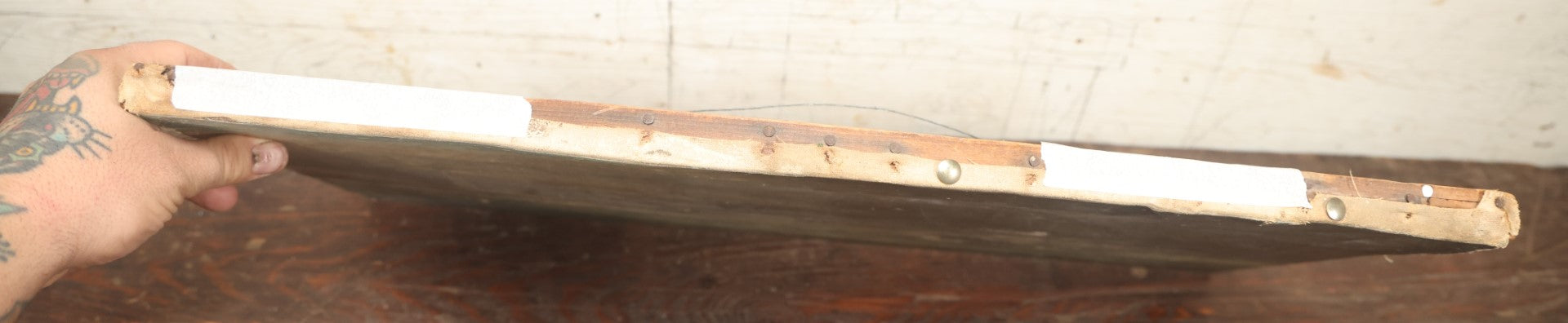 Lot 003 - Vintage Oil On Canvas Nautical Painting Of A Clipper Ship And Lighthouse, Artist Signed By Christopher Gershin, Note Holes And Losses, 25" X 13"