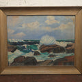 Lot 004 - Vintage Oil On Canvas Nautical Seashore Ocean Painting, Waves Crashing On Crack, White Ocean Spray, Artist Signed George Ferguson (American, 1947-2024)
