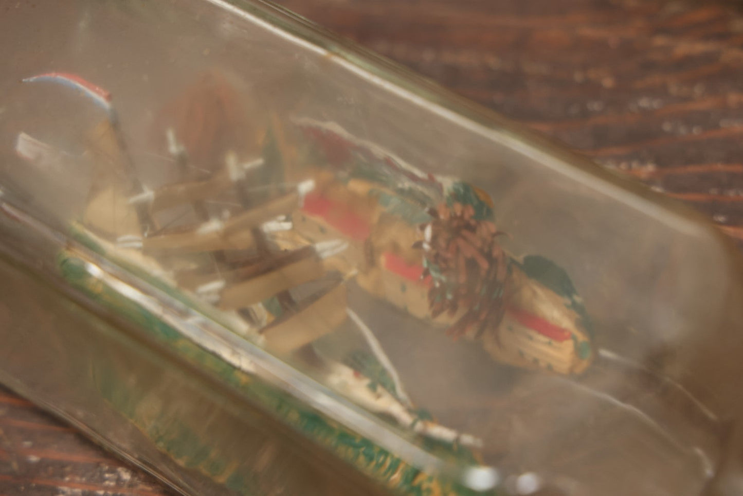 Lot 006 - Vintage Folk Art Ship In A Bottle, Handcrafted With Backdrop, Ship Has American Flag, Circa 1930