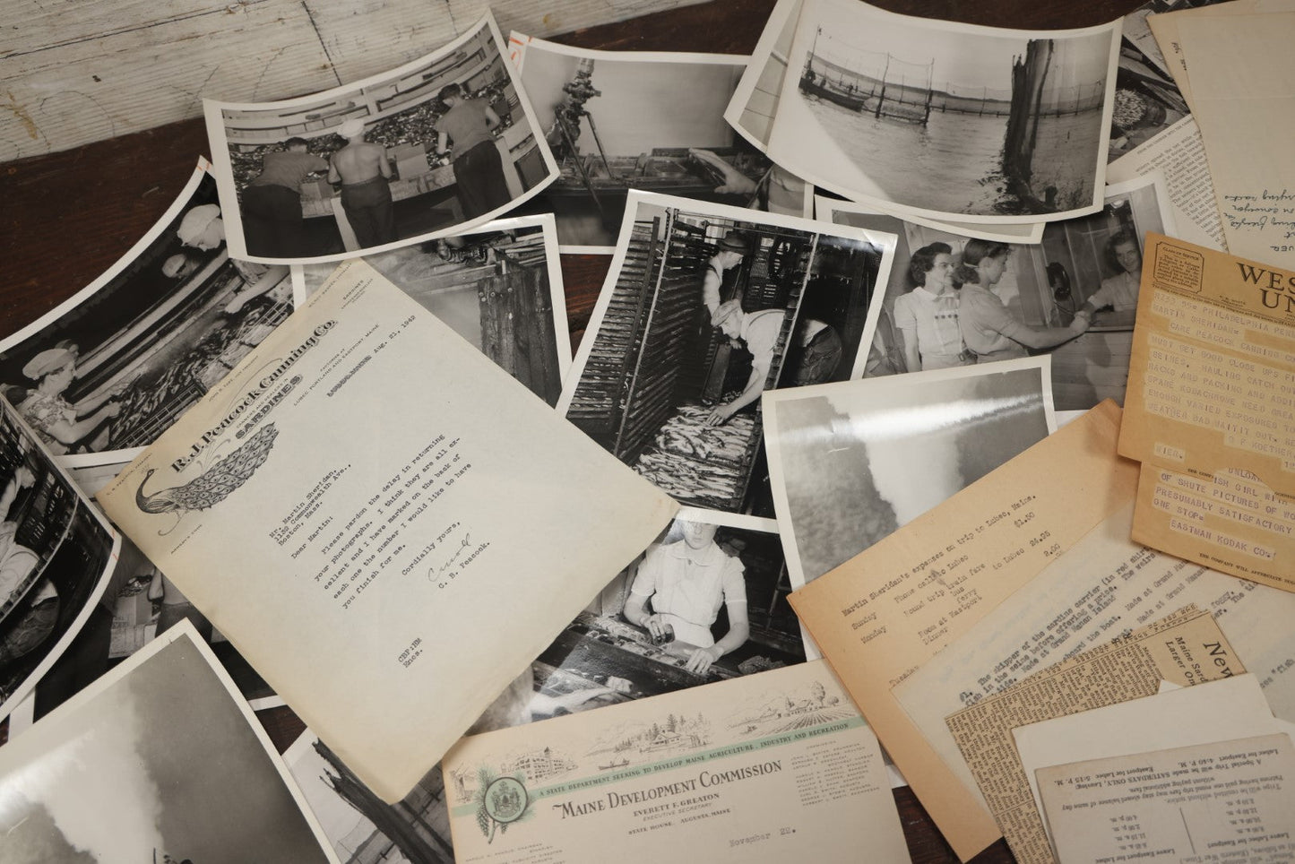 Lot 008 - Vintage Archival Photo And Ephemera Lot Relating To The Sardine Fishing And Canning Industry, R.J. Peacock Canning Co. Of Lubec, Maine, Photos By Martin Sheridan