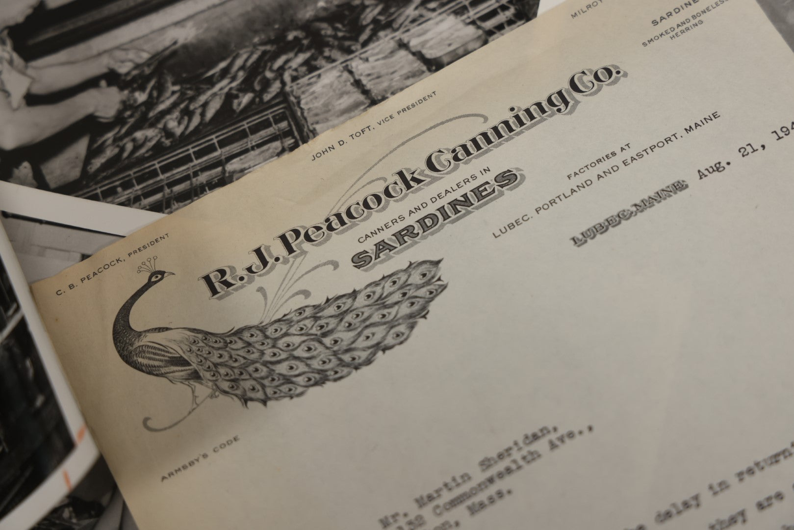 Lot 008 - Vintage Archival Photo And Ephemera Lot Relating To The Sardine Fishing And Canning Industry, R.J. Peacock Canning Co. Of Lubec, Maine, Photos By Martin Sheridan