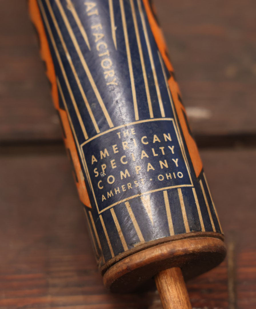 Lot 019 - Fly Rocket Vintage Wooden Bug Sprayer With Glass Font, Fly Graphics, American Specialty Company, Amherst, Ohio