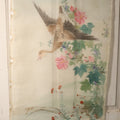 Lot 027 - Large Vintage East Asian Hand Painted Textile With Flying Goose, Flowers, Foliage, 21" x 45"