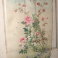 Lot 029 - Large Vintage East Asian Hand Painted Textile With Brown Swallow In Flight, Flowers, Foliage, 21" x 44"