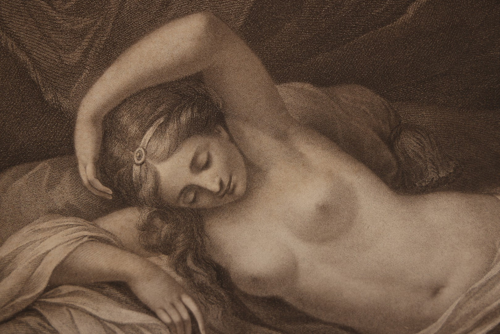 Lot 034 - Antique Nude Engraving Print, "A Nymph Asleep" After Giovanni Battista Cipriani (Italian, 1727-1785), Engraved By Pietro Bettelini, Dated 1756 By Torre & Co., No Glass In Frame, 17.5" X 16.5"