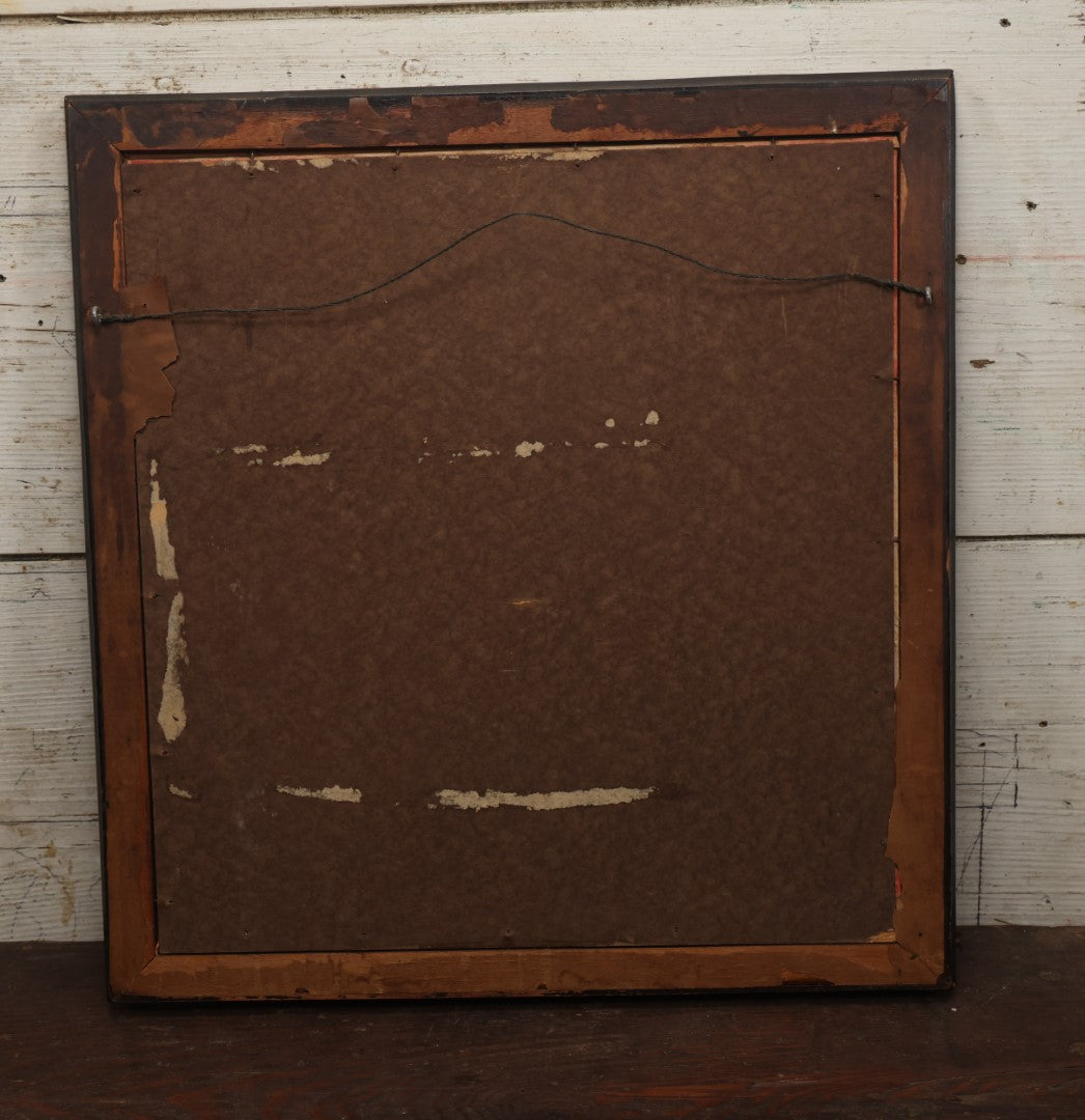 Lot 035 - Antique World War One Printed Commemorative Textile In Frame, Featuring Different Elements Of The War And Military Including Tanks, Signal Corps, Aviation, Etc., 18.5" X 19.5", Note Water Stains