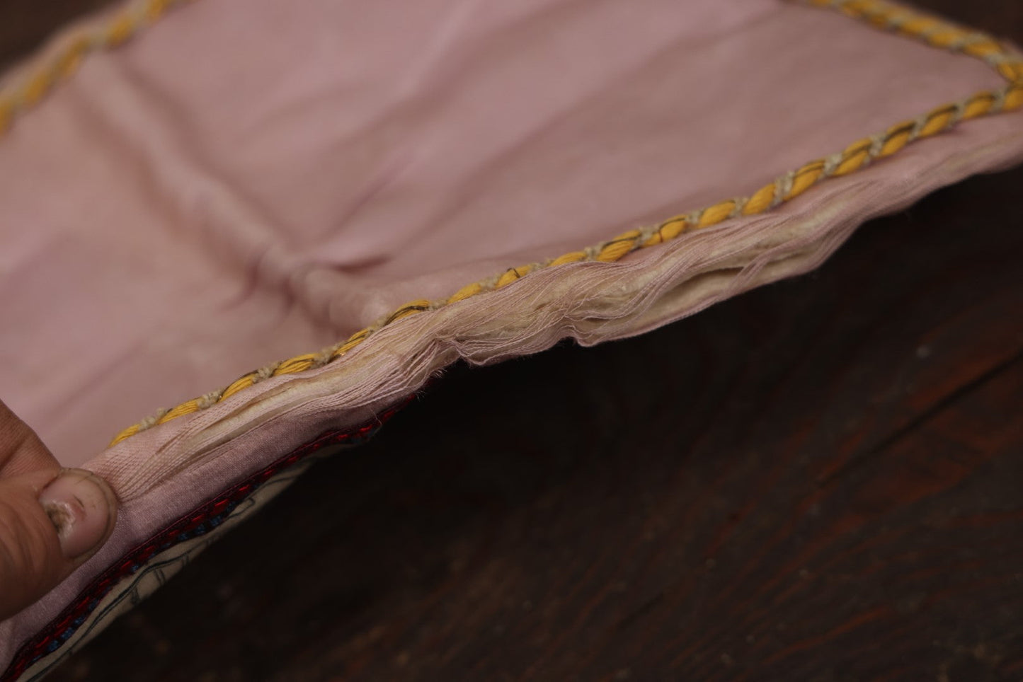 Lot 036 - Antique World War One Commemorative Pillow Keepsake, Remember Me, With 48 Star Flag, Note Heavy Fraying