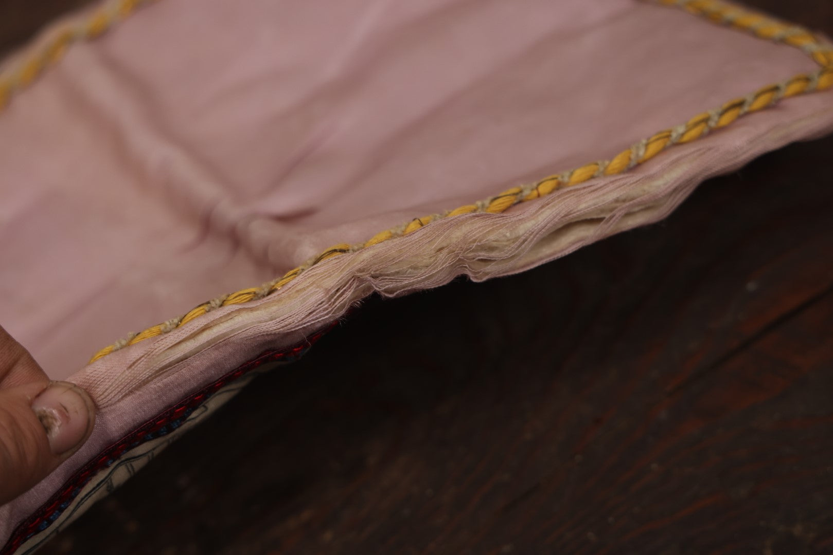 Lot 036 - Antique World War One Commemorative Pillow Keepsake, Remember Me, With 48 Star Flag, Note Heavy Fraying