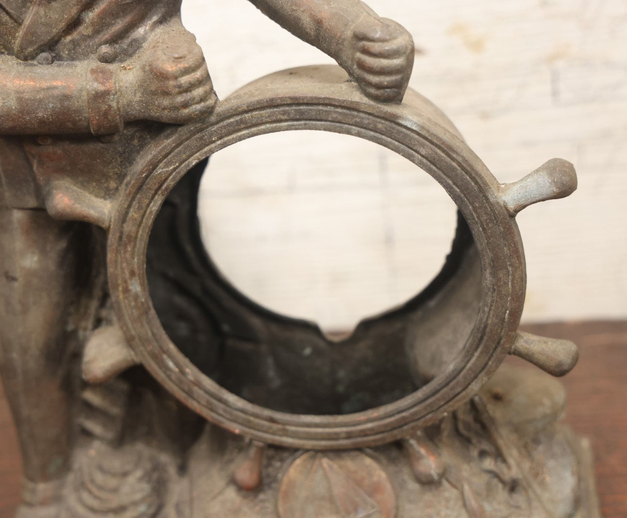 Lot 037 - Vintage Pot Metal Franklin Delano Roosevelt F.D.R. The Man Of The Hour Clock Case, Circa 1930S, New Deal, With Ship'S Wheel, No Clock