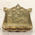 Lot 038 - Antique Pressed Brass Tobacco Pipe Rack With Court Jester, Pig's Head On Platter, Dog, Etc, Comic Scene, Wall Mountable, Space For 4 Pipes