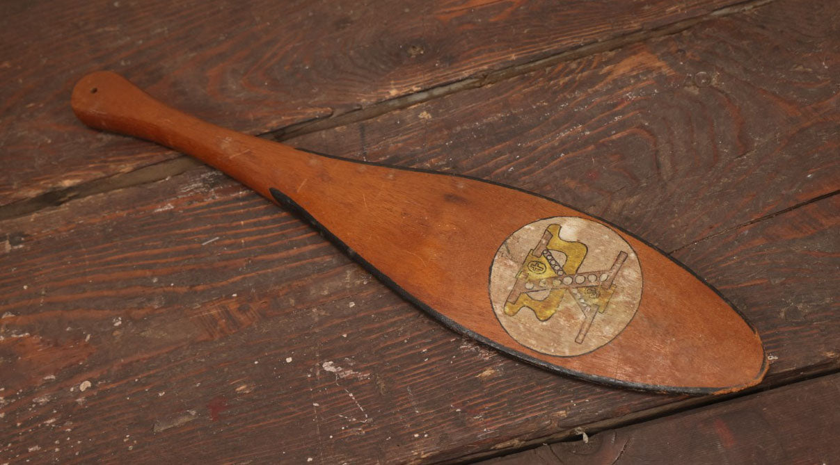 Lot 040 - Vintage 1930S Hand Painted Folk Art College Fraternity Hazing Paddle, Rush House 1934, With Skull And Crossbones