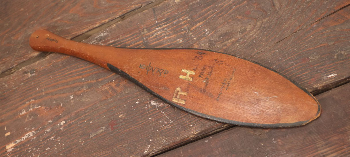 Lot 040 - Vintage 1930S Hand Painted Folk Art College Fraternity Hazing Paddle, Rush House 1934, With Skull And Crossbones