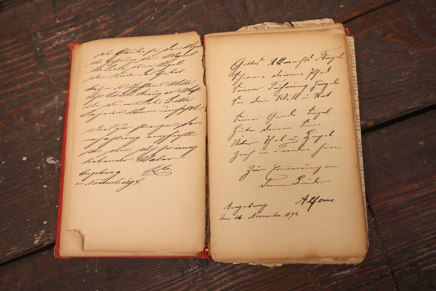 Lot 045 - Antique German Autograph Book, Belonging To Marie Matini, 1891, With Many Signatures, Poems, Hand Painted Cover