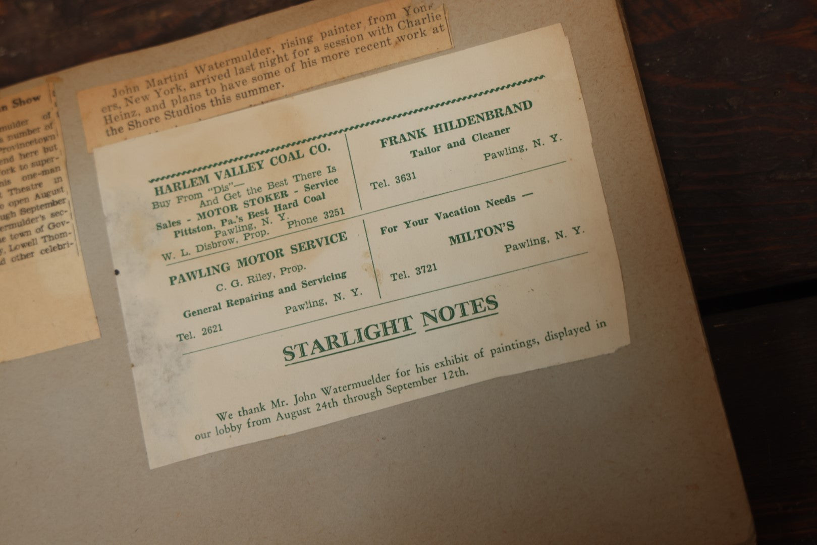 Lot 046 - Vintage Artist'S Scrapbook Of John M. Watermulder, New York, Containing Award Letters And Examples Of Paintings, With Hand Painted Cover