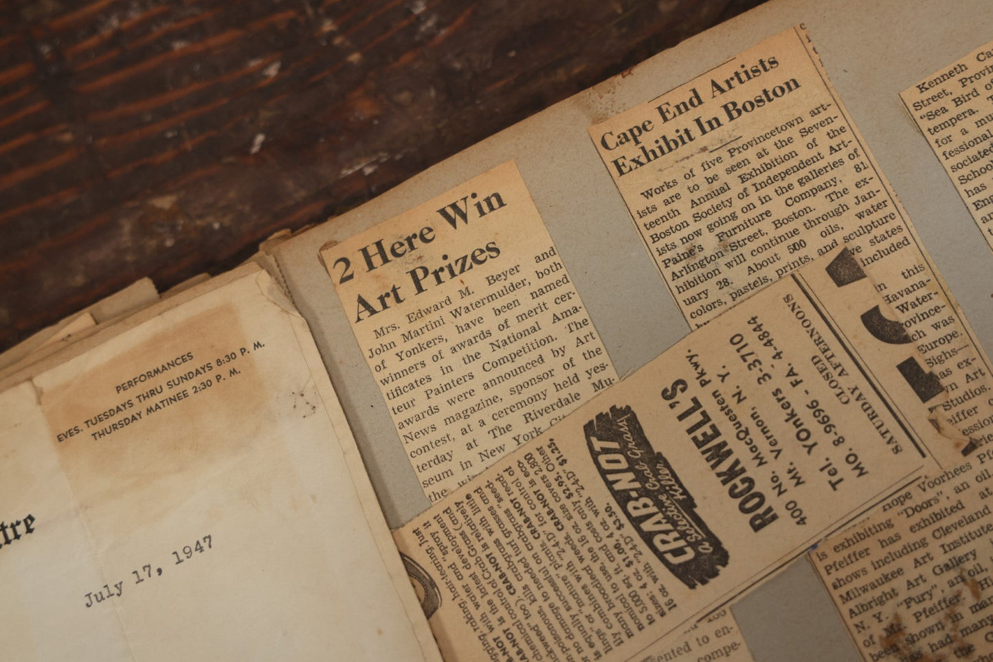 Lot 046 - Vintage Artist'S Scrapbook Of John M. Watermulder, New York, Containing Award Letters And Examples Of Paintings, With Hand Painted Cover