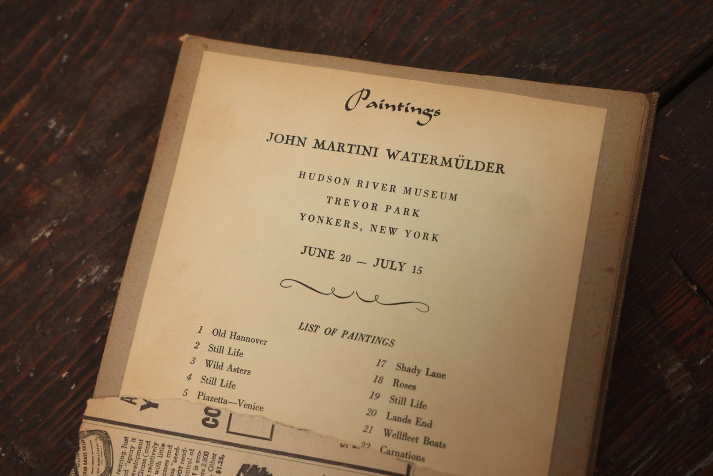 Lot 046 - Vintage Artist'S Scrapbook Of John M. Watermulder, New York, Containing Award Letters And Examples Of Paintings, With Hand Painted Cover