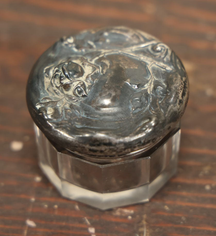 Lot 051 - Antique Art Nouveau Repousse Dresser Box With Sterling Silver Lid, Rose And Floral Design, Hallmarked