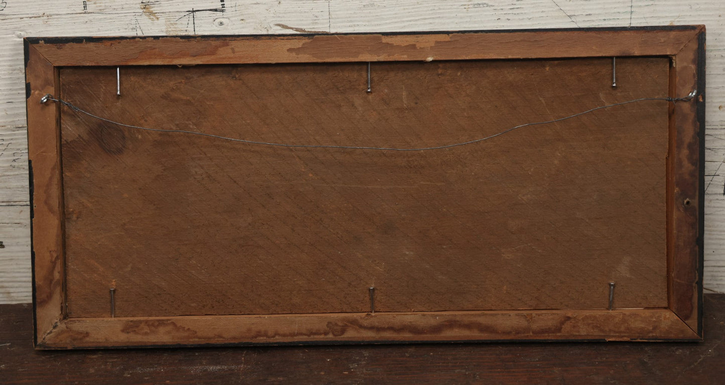 Lot 054 - Antique Lithograph Print, "Tug Of War," Frogs Fighting Over Work With Chicks, In Frame, No Glass, 17-1/4" X 8-1/4"