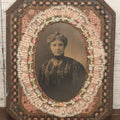 Lot 061 - Antique Photograph Of Pretty Victorian Woman In Textile, Doily Frame, Behind Glass