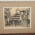 Lot 062 - Antique Boarded Photograph Of American Flags, Bunting, Palms, Unknown Location